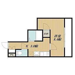 名古屋市営鶴舞線 御器所駅 徒歩3分の賃貸アパート 2階1Kの間取り