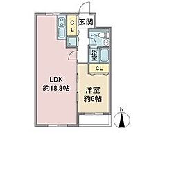 パークマノア 1LDKの間取図画像