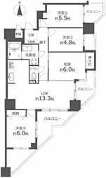 サンハウス浄心 4LDKの間取図画像