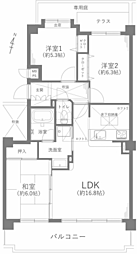 ライオンズヴィアーレ鹿山サニープレイス 3LDKの間取図画像