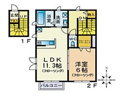 シャルマンB 1LDKの間取図画像