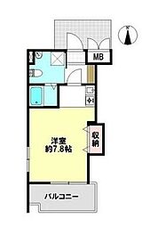 シェルコート 1Kの間取図画像