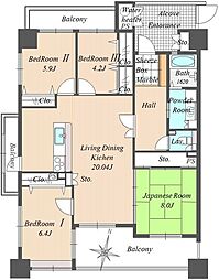 アドバンス21ベイスクエア下関 4LDKの間取図画像