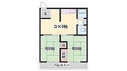 大塩コーポ 2DKの間取図画像