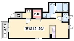 サン・フロール ワンルームの間取図画像