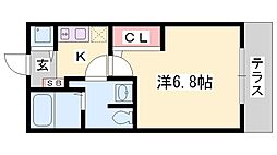 ハンプデンコート 1Kの間取図画像