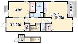 シトラス2 2LDKの間取図画像