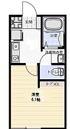 きっか中島 1Kの間取図画像