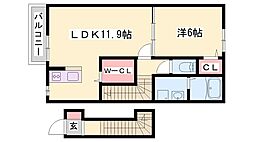 クラール坂上2 1LDKの間取図画像