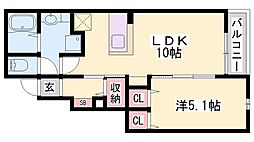 サニーハート2 1LDKの間取図画像
