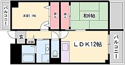 泉マンション 2DKの間取図画像