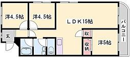 エバーグリーン今宿A棟 3LDKの間取図画像