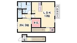 エスポワール北原 1LDKの間取図画像