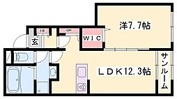 サンセールVIII A 1LDKの間取図画像