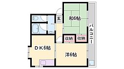 サンフラッツ2 2DKの間取図画像