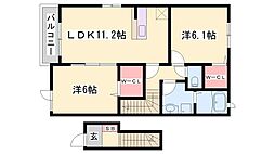 ペール・メゾンA 2LDKの間取図画像