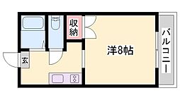 めぞん旭 1Kの間取図画像