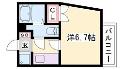 ジュネス白国 1Kの間取図画像