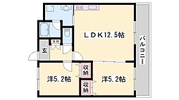 シャトー御立 2LDKの間取図画像