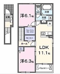 メゾンドアポロン 2LDKの間取図画像