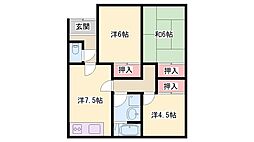 福尾ハイツ 3DKの間取図画像