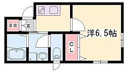 リープラス姫路栗山 1Kの間取図画像