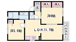 フォーレス御立東 2LDKの間取図画像