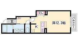 フォンターナ・ヴィラ2 ワンルームの間取図画像