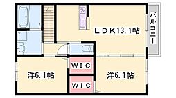 セーヌアンジェ塩屋2 2LDKの間取図画像