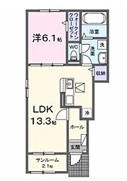 姫路市大津区平松アパート 1LDKの間取図画像