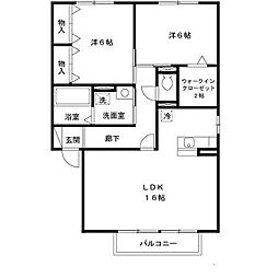 グレイスコートC 2LDKの間取図画像