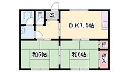 宝マンション 2DKの間取図画像