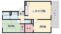 ウエストハイツ 2LDKの間取図画像