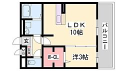 セジュール白浜B棟 1LDKの間取図画像