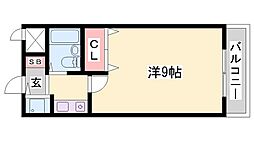 ベルトピア飾磨 1Kの間取図画像