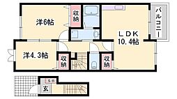 エストアロッジオ 2LDKの間取図画像