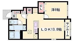 スピカ2 1LDKの間取図画像