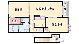 サニーハピネス 2LDKの間取図画像