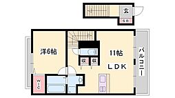 レジデンス白鳥B棟 1LDKの間取図画像