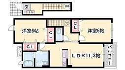 エクセルシアB棟 2LDKの間取図画像