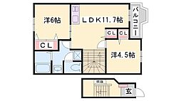ソレイユ東山1棟 2LDKの間取図画像