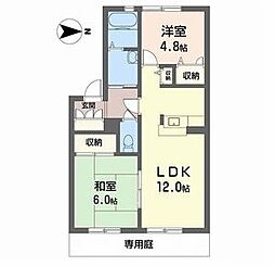 ディアス宮脇B棟 2LDKの間取図画像