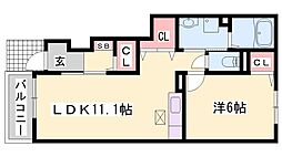 おおらいハイム 1LDKの間取図画像