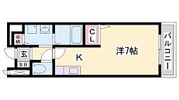プリムローズ 1Kの間取図画像