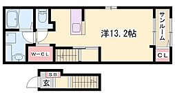 ラポール・メゾンB ワンルームの間取図画像