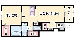 コンコードI 1LDKの間取図画像