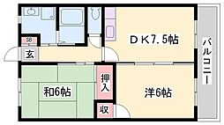 エスポワール恵美酒 2DKの間取図画像