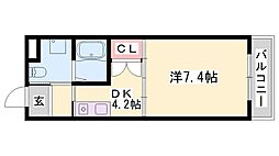 ラピュール 1DKの間取図画像