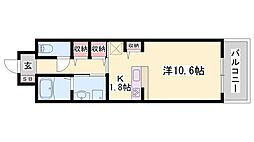 ポーシェガーデン5 1Kの間取図画像
