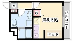 プライム英賀保 ワンルームの間取図画像